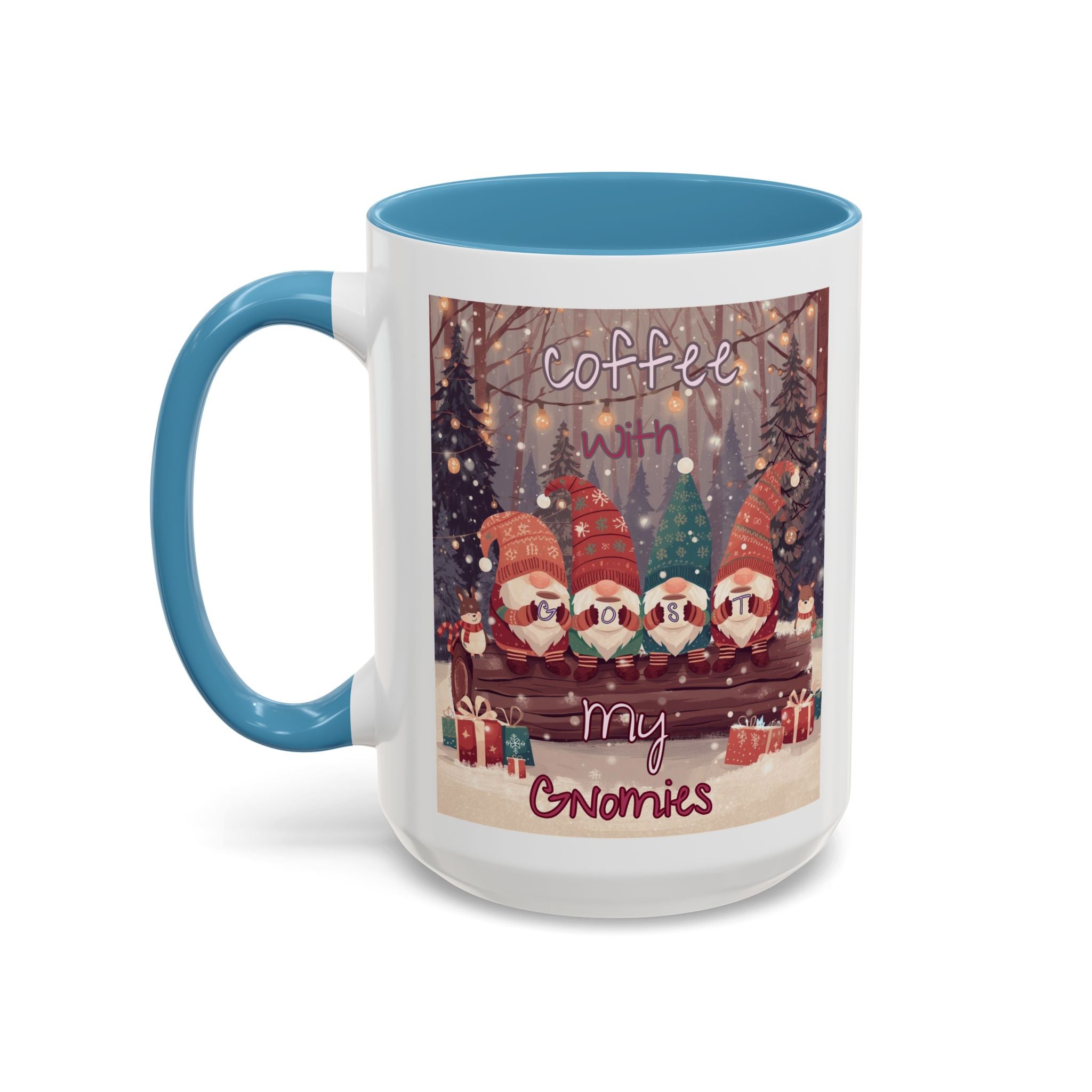 Coffee with my Gnomies Coffee Mug — Monogram S Accent Ceramic Mug (11/15 oz)