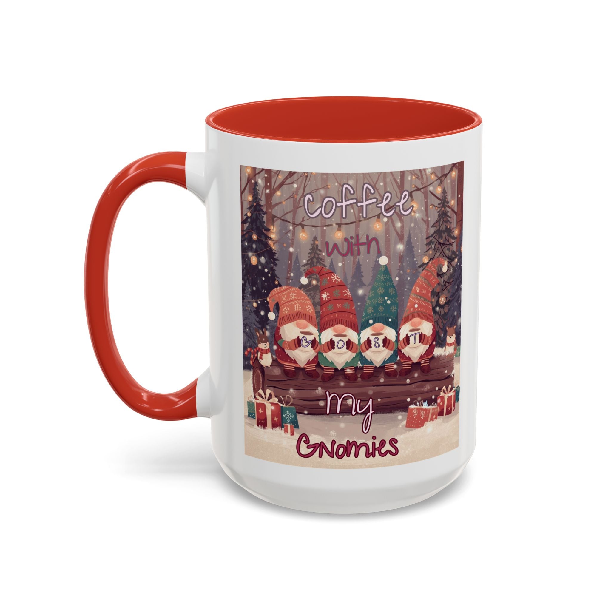 Coffee with my Gnomies Coffee Mug — Monogram S Accent Ceramic Mug (11/15 oz)