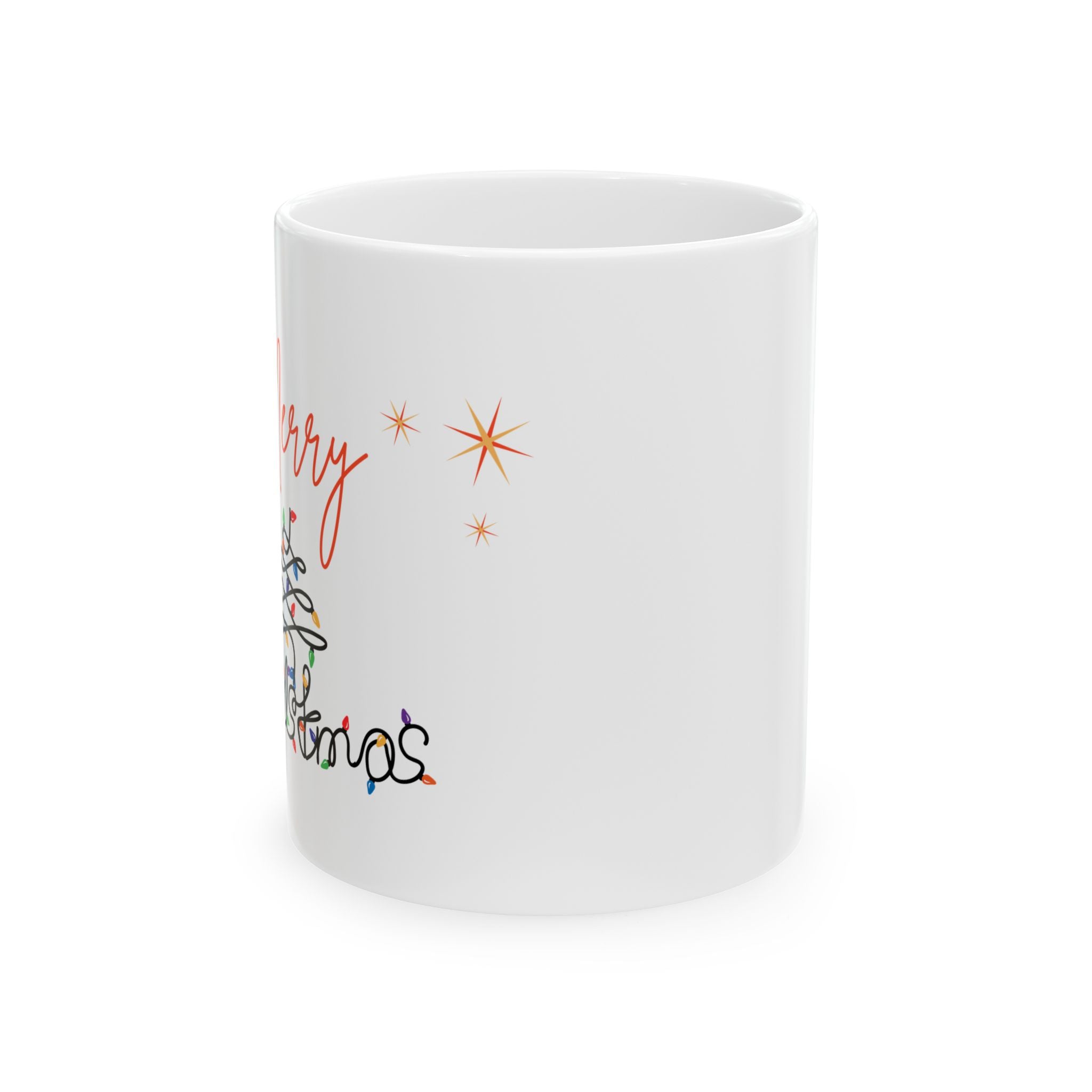 'Merry & Bright' Ceramic Mug — Christmas Sparkle Coffee Cup (11oz/15oz)